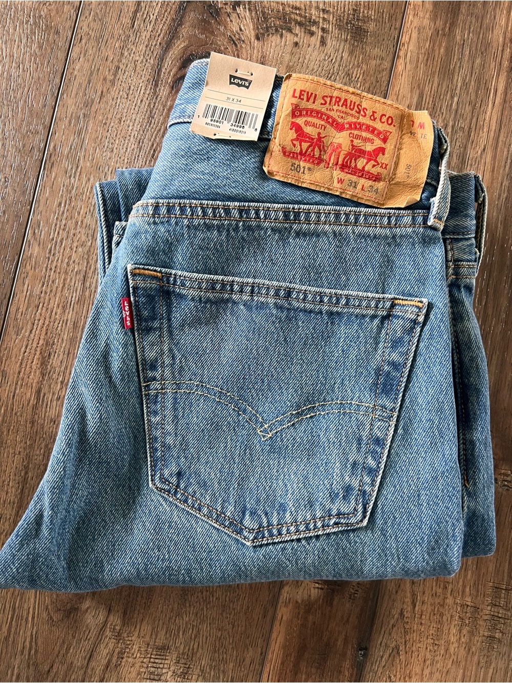 Levi’s Original 501 Men’s Button Fly Jeans Blue Denim Straight Size 31 X 34